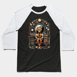 Steampunk Cat Barber - Unique Retro-Futuristic Barber Baseball T-Shirt